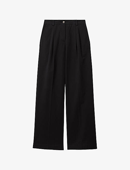 REISS: Astrid wide-leg high-rise stretch-cotton trousers