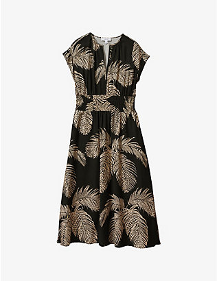 REISS: Colby floral-print woven midi dress