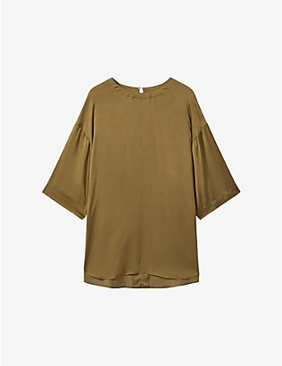 REISS: Anya round-neck relaxed-fit satin blouse