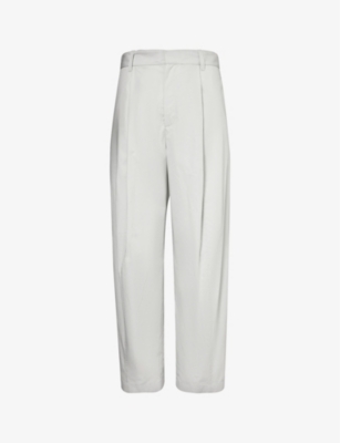 BOTTEGA VENETA: Wide-leg high-rise cotton and silk-blend trousers