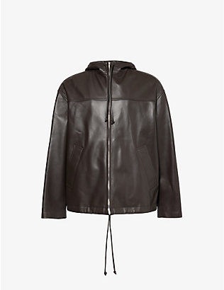 BOTTEGA VENETA: Drawstring-hood relaxed-fit leather jacket
