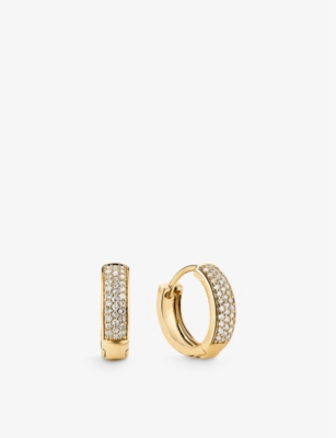 MEJURI: Bold Huggie Hoops 14ct yellow-gold and 0.178ct round-cut diamond earrings