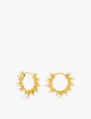 RACHEL JACKSON: Electric Goddess 22ct yellow gold-plated sterling silver huggie hoop earrings