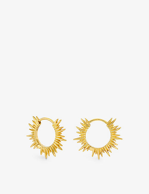 RACHEL JACKSON: Electric Goddess 22ct yellow gold-plated sterling silver huggie hoop earrings