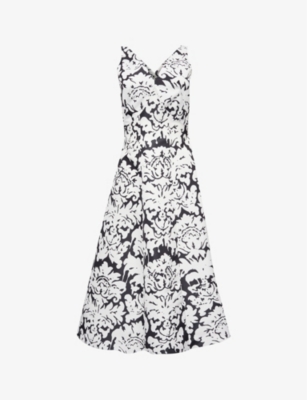 ALEXANDER MCQUEEN: Floral-print V-neck woven midi dress