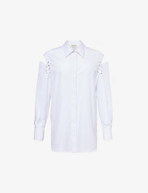 ALEXANDER MCQUEEN: Cut-out long-sleeve cotton shirt