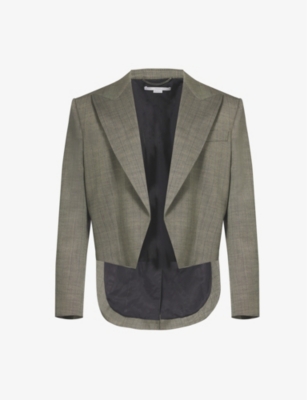 STELLA MCCARTNEY: Padded-shoulder cropped wool-blend blazer