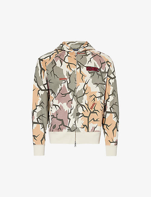 BILLIONAIRE BOYS CLUB: Camouflage-pattern brand-appliqué zipped cotton-jersey hoody