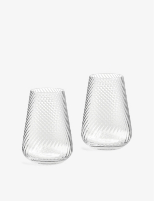 WEDGWOOD: Vera Wang swirl high ball crystal glasses set of two