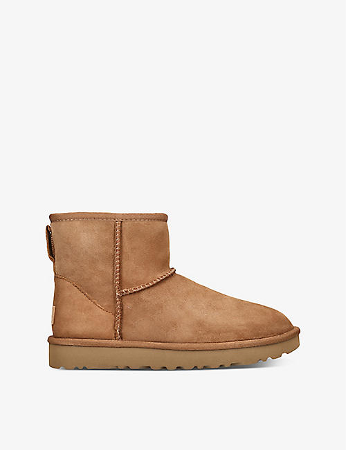 UGG: Classic Mini Regenerate logo-patch suede and shearling ankle boots