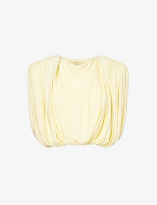 CHRISTOPHER ESBER: Monstera gathered cropped woven top
