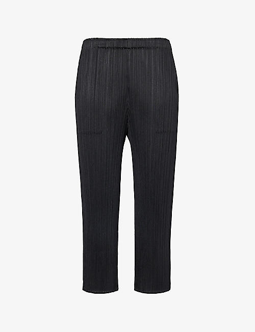 PLEATS PLEASE ISSEY MIYAKE: Pleated straight-leg mid-rise knitted trousers