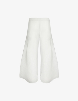 PLEATS PLEASE ISSEY MIYAKE: Pleated wide-leg knitted trousers