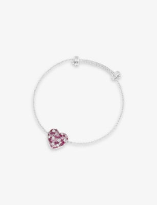 APM MONACO: Fuchsia Heart sterling-silver and zirconia adjustable pendant bracelet