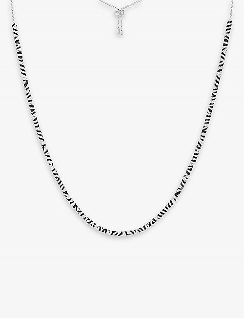 APM MONACO: Zebra brand-engraved sterling-silver and zirconia adjustable necklace
