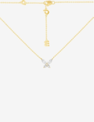 APM MONACO: Butterfly 18ct yellow gold-plated metal alloy and zirconia necklace