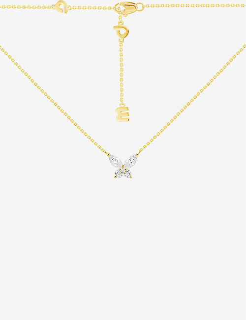 APM MONACO: Butterfly 18ct yellow gold-plated metal alloy and zirconia necklace