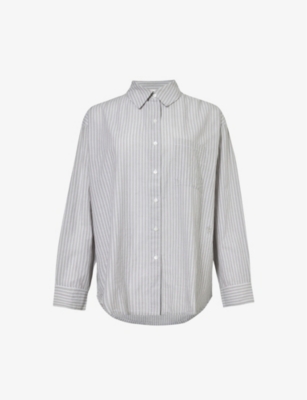 SKIN: Serena striped organic-cotton shirt