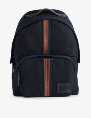 PAUL SMITH: Striped-panel zipped woven backpack