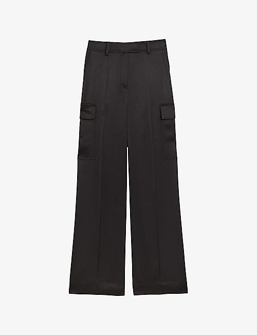 TED BAKER: Simeta patch-pocket wide-leg id-rise woven cargo trousers