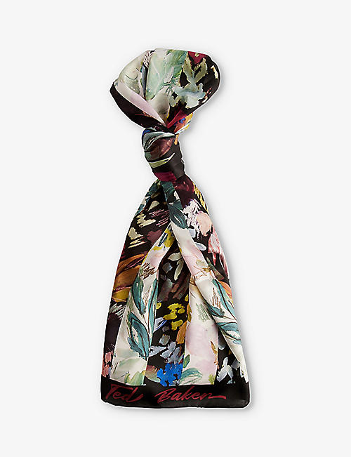 TED BAKER: Cattiaa floral-print silk scarf