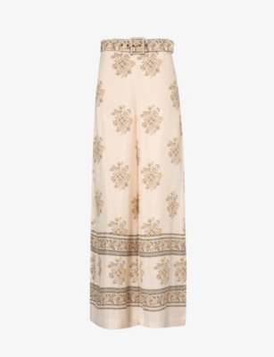 ZIMMERMANN: Wide-leg mid-rise printed woven trousers