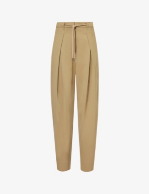 ME AND EM: Pleated tarped-leg mid-rise wool trousers