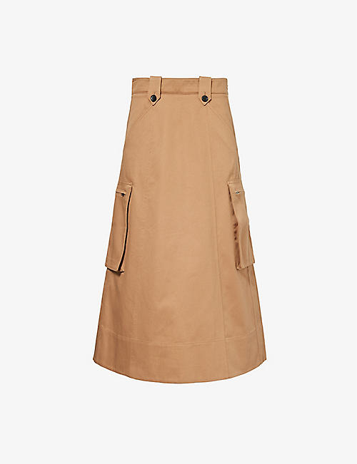 ME AND EM: Patch-pocket cotton midi skirt