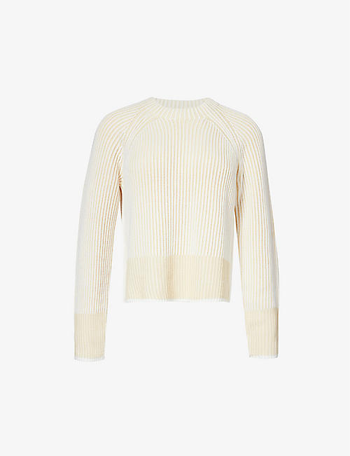 ME AND EM: Round-neck regular-fit cotton knitted jumper