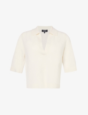 ME AND EM: V-neck relaxed-fit cashmere knitted polo shirt