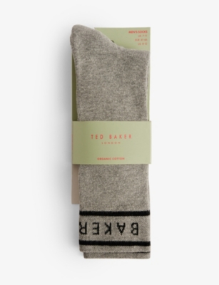 TED BAKER: Sokkbbb logo-pattern stretch-knit socks