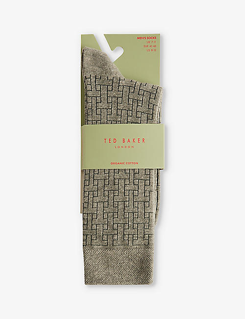 TED BAKER: Sokksix graphic-pattern stretch cotton-blend socks