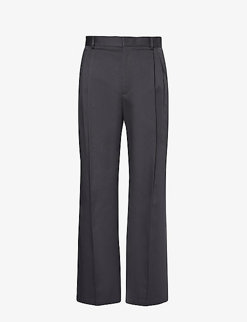 LOEWE: Pleated straight-leg cotton-twill trousers