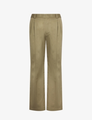 LOEWE: Pleated straight-leg cotton-twill trousers