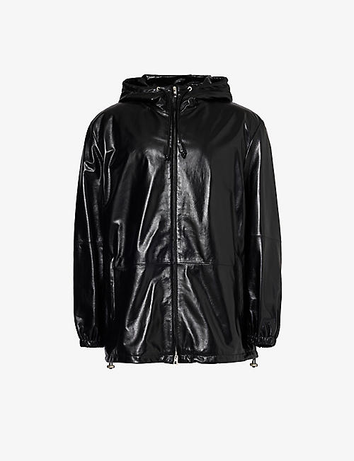 LOEWE: Brand-debossed relaxed-fit hooded leather jacket