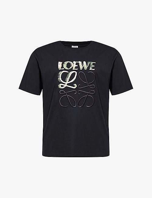 LOEWE: Brand-embroidered relaxed-fit cotton-jersey T-shirt