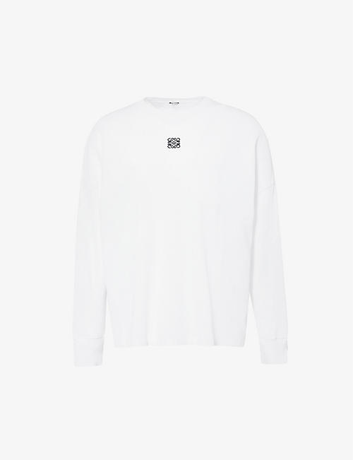 LOEWE: Anagram-embroidered cotton-jersey long-sleeved T-shirt