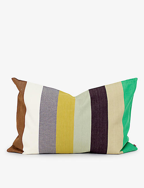 A WORLD OF CRAFT BY AFROART: Yoana rectangle-shape striped cotton cushion 50cm x 70cm