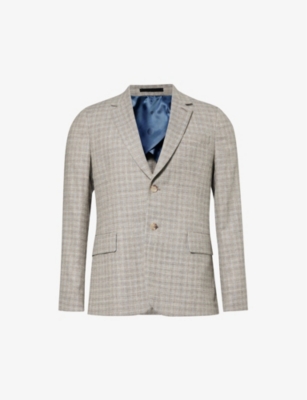 PAUL SMITH: Checked single-breasted wool, cotton and linen-blend blazer