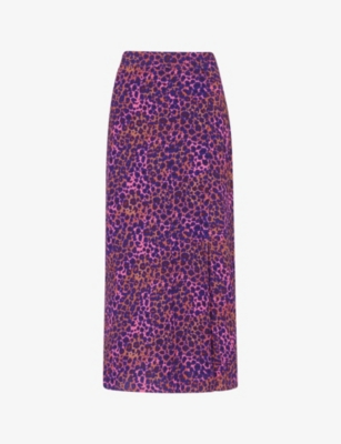 WHISTLES: Leopard-print high-rise woven midi skirt