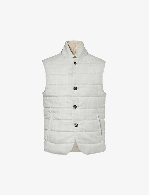 ELEVENTY: Funnel-neck quilted cashmere and silk-blend gilet