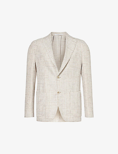 ELEVENTY: Checked single-breasted regular-fit woven blazer