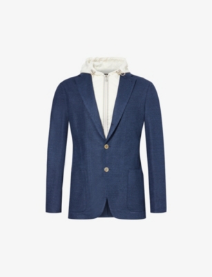 ELEVENTY: Hooded notched-lapel linen and cotton-blend blazer