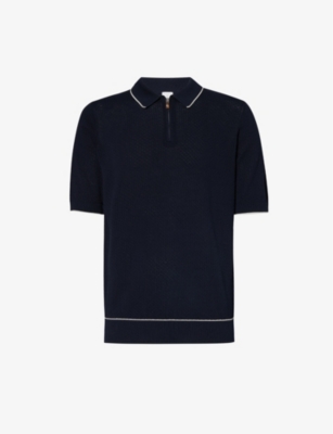 ELEVENTY: Zip-neck regular-fit cotton-knit polo shirt