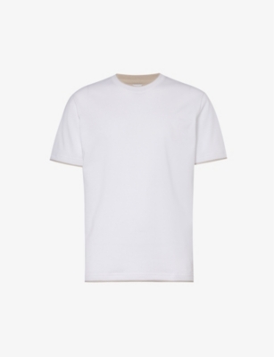 ELEVENTY: Crewneck ribbed-trim cotton-jersey T-shirt
