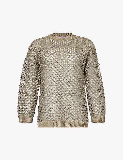 VALENTINO GARAVANI: Maglia metallic-thread linen-blend jumper