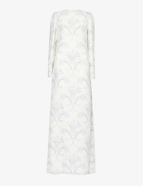 VALENTINO GARAVANI: Floral-pattern flared-hem silk maxi dress
