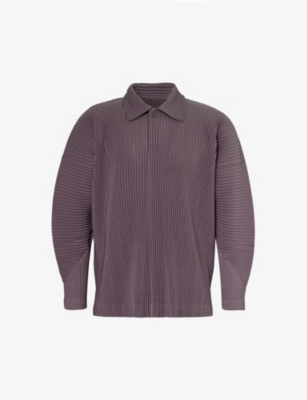 HOMME PLISSE ISSEY MIYAKE: Pleated relaxed-fit knitted polo shirt
