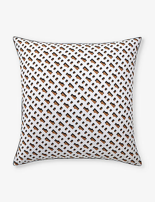 BOSS: Monogram-pattern cotton pillowcase 65cm x 65cm