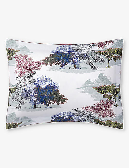 YVES DELORME: Parc floral-print organic-cotton Oxford pillowcase 50cm x 90cm